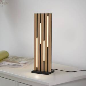 Paul Neuhaus Smart LED stolová lampa Q-Acoustic wood výška 60 cm