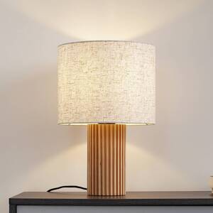 Stolová lampa Lindby Kimiko, výška 38 cm, drevo, textil