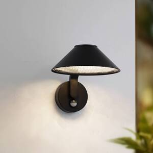 Nástenné LED svietidlo Lindby Capelo, čierne, hliník, senzor, Ø20cm