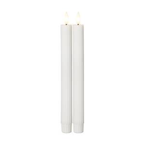LED sviečka Flamme Stripe, biela, 25 cm, sada 2 kusov na voskové batérie