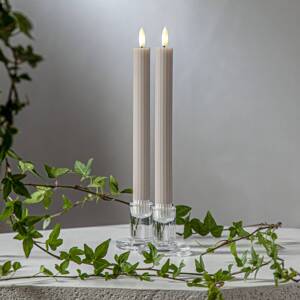 LED sviečka Flamme Stripe, béžová, 25 cm, batérie sada 2 ks