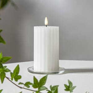LED sviečka Flame Stripe biela 15 cm z pravého vosku na batérie