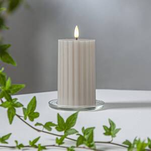LED sviečka Flame Stripe béžová 15cm z pravého vosku na batérie