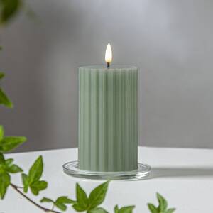LED sviečka Flame Stripe zelená 15 cm z pravého vosku na batérie