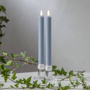LED sviečka Flamme Stripe, modrá, 25 cm, sada 2 kusov na voskové batérie