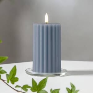 LED sviečka Flame Stripe modrá 15 cm z pravého vosku na batérie