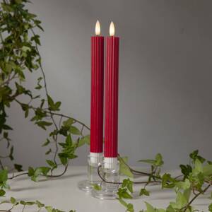 LED sviečka Flame Stripe, červená, 25 cm, vosk, batérie sada 2 ks
