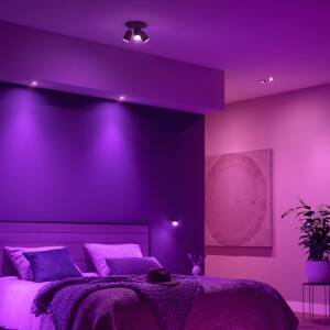 Philips Hue LED vstavané bodové svietidlo Centura, čierne, Ø 9 cm, CCT RGB