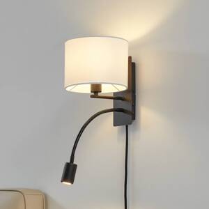 Nástenné svietidlo Lindby Florens, čierne, LED lampa na čítanie, 23,5 cm