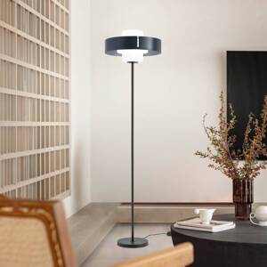 Stojacia lampa Loto, čierna, výška 170 cm, sklo, nožný stmievač, E27