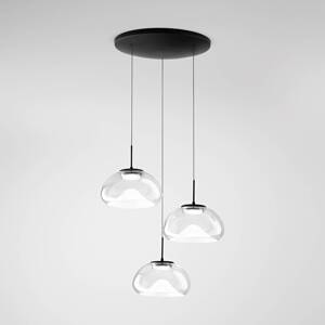 LED závesné svietidlo Brena, 3-svetelné, okrúhle, transparentné, CCT