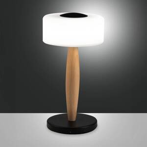 Elea LED stolová lampa, čierna, výška 29 cm, sklo, drevo