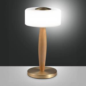 Elea LED stolová lampa, mosadzná farba, výška 29 cm, sklo, drevo