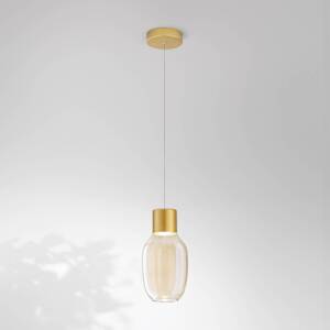 LED závesné svietidlo Lapo, 1 svetlo, koňaková farba, Ø 16 cm, sklo
