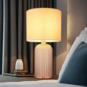Stolová lampa Sofia, krémová farba, výška 50 cm, látka/sklo