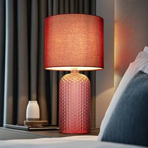 Stolová lampa Sofia, červená, výška 50 cm, látka/sklo