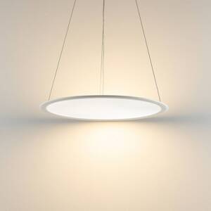LED závesné svietidlo PANEL, biele, Ø 63 cm, kov, CCT, stmievateľné, 50 W