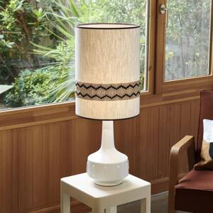 MARKET SET Stolová lampa Jimmy, biela/béžová, 83 cm, lemovanie