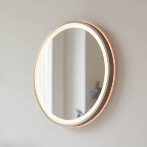 LED nástenné zrkadlo VIDRO, bronzové, Ø 46 cm, kov/sklo, vypínač
